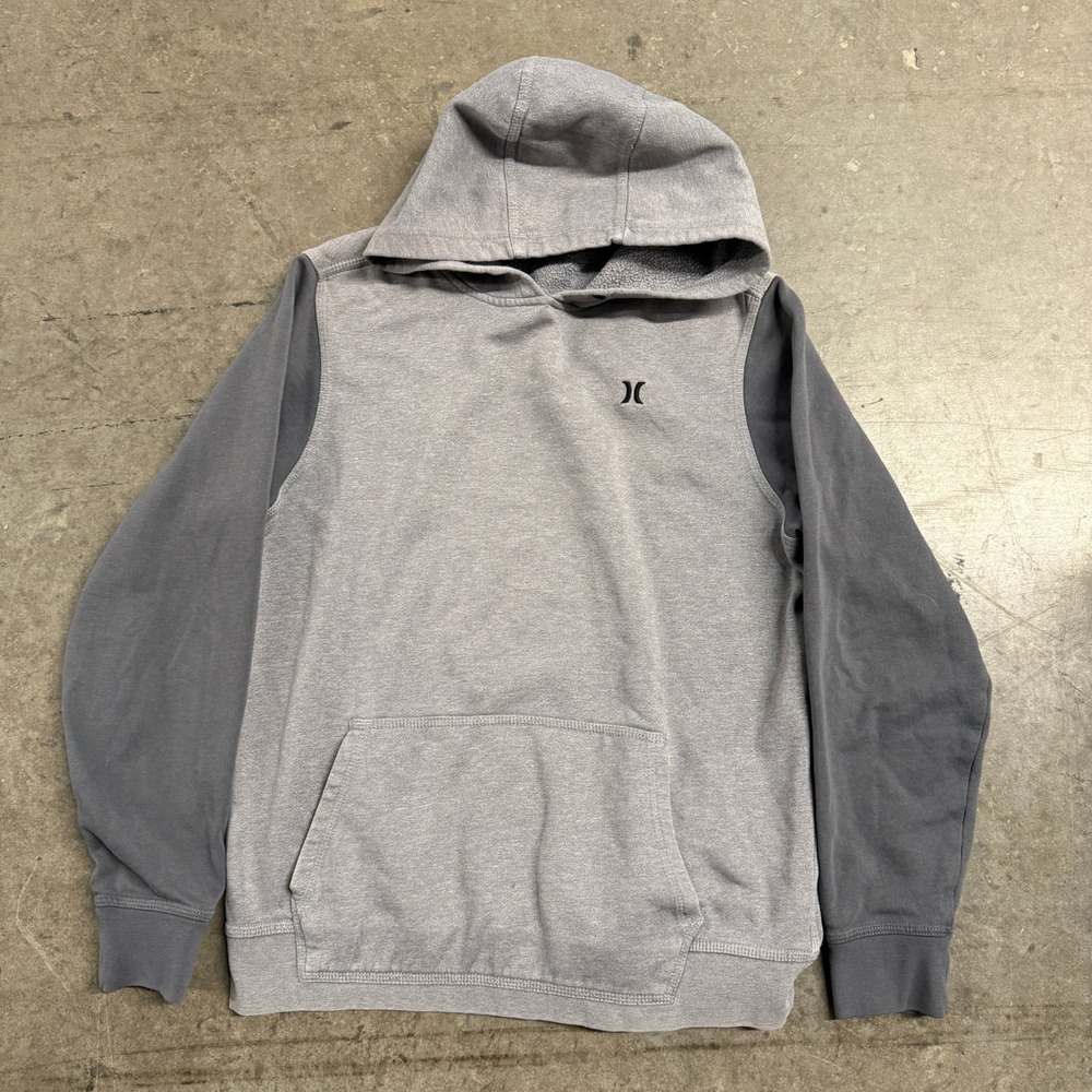 Hurley Mens Colorblock Fleece Hoodie‎ Grey Pullover Sweatshirt Size Medium